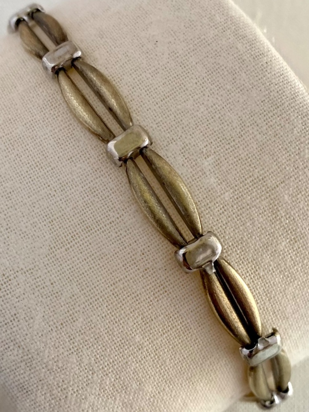 Gregory Leps GL Turkey Sterling Silver & 1/7 10K Two-Tone Link Bracelet 7.5"